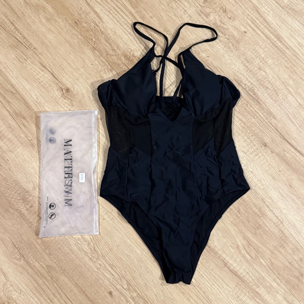 Elegant Black One Piece Swimsuit by